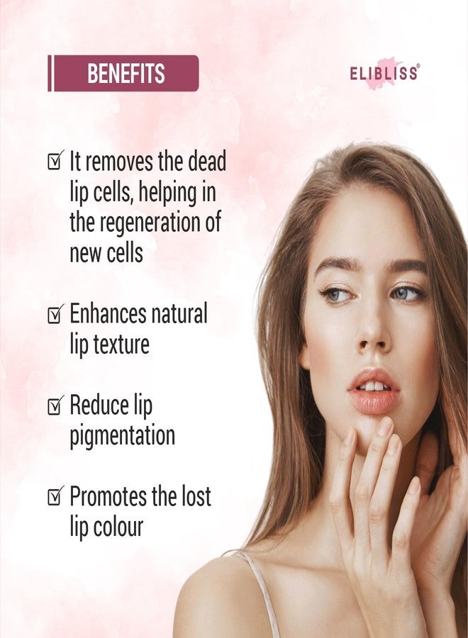 Elibliss Lip Scrub for Soft, Smooth & Pink Lips - Exfoliates Dead Skin, Hydrates & Brightens Naturally 15g - Image 2